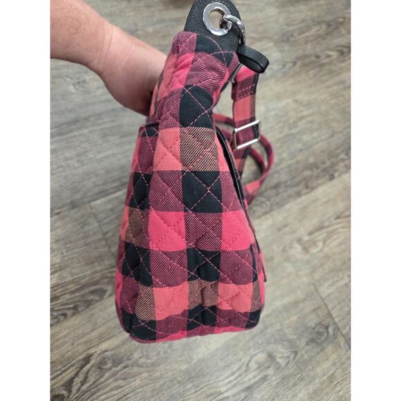 Vera Bradley Red Black Buffalo Plaid Front Flap Quilted Crossbody Shoulder Purse - Picture 5 of 6